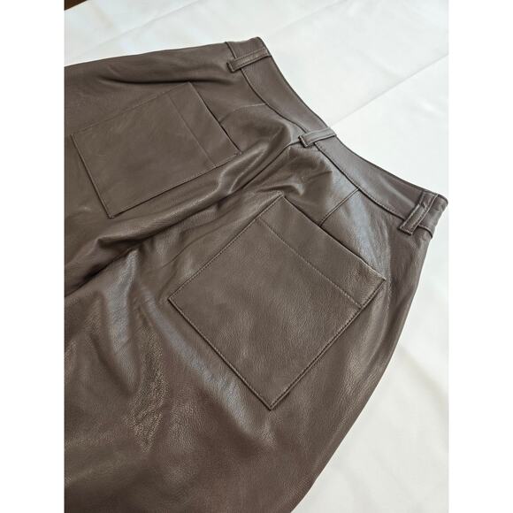 NWT Splendid Chocolate Brown Vegan Leather Wide Leg High Waist Pants Size 0 - Picture 7 of 7